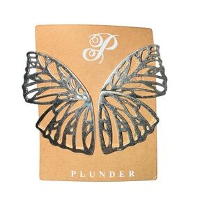 Plunder Metallic Cutout Butterfly Wing Earrings in Silver